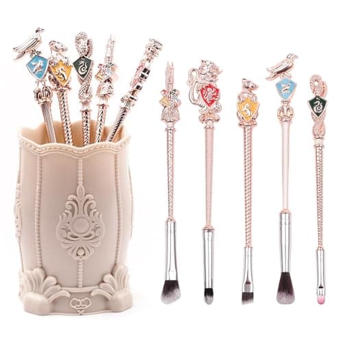 Harry Makeup Brushes Set,Pottter Magical Gift Box for Women Girls,Christmas Birthday Gifts for Kids,Eye Shadow Eyeliner Blending Lip Brush (Rose Gold set-5 pcs) - Image 1