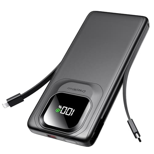 Portable Charger with Built-in Cables,22.5W Super Fast Charging Power Bank Slim Phone Charger,10000mAh Travel Battery Pack Battery Bank with Smart LED Display for iPhone, Android & USB-C Devices - Image 1