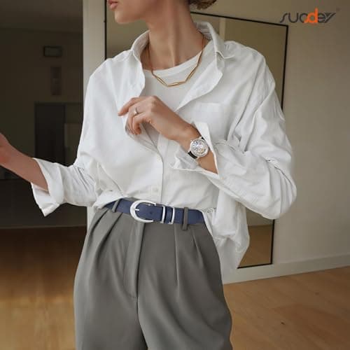 SUOSDEY Women Leather Belts for Jeans Pants Dresses Skinny Leather Belts with Gold Buckle - Thumbnail 2