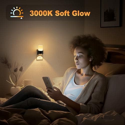 JandCase LED Night Lights Plug into Wall, Decorative Night Light with Dusk to Dawn Sensor, Adjustable Brightness, 3000K Warm White Nightlight Plug in for Kids, Bathroom, Hallway, Bedroom, Stairway - Thumbnail 4