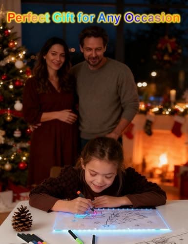 16 Inch LED Drawing Board for Kids - Rechargeable Neon Glow Doodle Pad with 7 Markers, 7 Colors & 6 Light Modes, Large Light Up Dry Erase Tablet, Birthday Gift Toy for Girls Boys Age 3-12 - Thumbnail 6