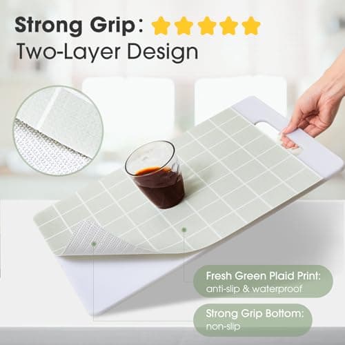 Beautysaid Shelf and Drawer Liner for Kitchen Cabinet, Non Adhesive Non Slip Shelf Paper Waterproof Washable Thickened for Dresser Pantry Shelve Bathroom Protector Liner(Light Green,12 in x 10 FT) - Thumbnail 2