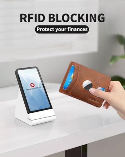 doeboe Mens Wallet - AirTag Compatible Bifold Wallet for Men, Slim Leather RFID Blocking 8-Card Holder (ID Window + Cash Pocket), Minimalist Front Pocket Gift Wallet [No AirTag Included] - Thumbnail 4