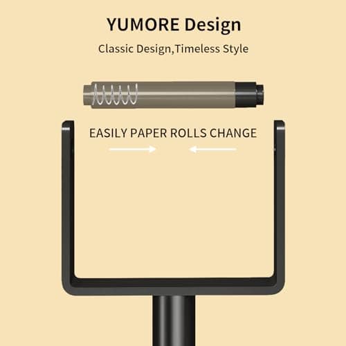 YUMORE Heavy Duty Toilet Paper Holder Stand, Extra-Weighted Base No Tipping, Stainless Steel Toilet Paper Stand, Free Standing Floor Tissue Roll Holder for Bathroom, Matte Black 200UP - Thumbnail 4