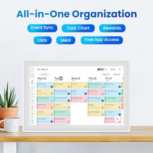 16" Smart Digital Calendar, Wall Desk Mount Planner with Google iCloud Sync, Touchscreen Family Organizer for Chore Chart, Meal Planning & Task Rewards（White） - Thumbnail 4