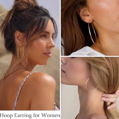 24 Pairs Chunky Gold Hoop Earrings Set for Women, Hypoallergenic Fashion Statement Hoops Earrings Pack Assorted Small Big Twisted Hoop Jewelry for Gift - Thumbnail 3