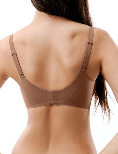 Lehoba Womens Push Up Seamless Bra Comfortable Wireless Tshirt Bras V Neck Wire Free Sports Bras, Chocolate X-Large - Thumbnail 5