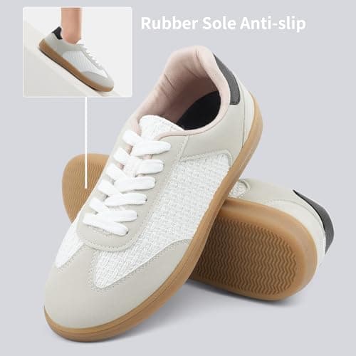 JENN ARDOR Grey Low Top Sneakers for Women Lace-up Fashion Tennis Shoes Casual Slip On Sneaker Padded Non Slip Footwear for Work, Walking, Everyday Wear 10 - Thumbnail 6