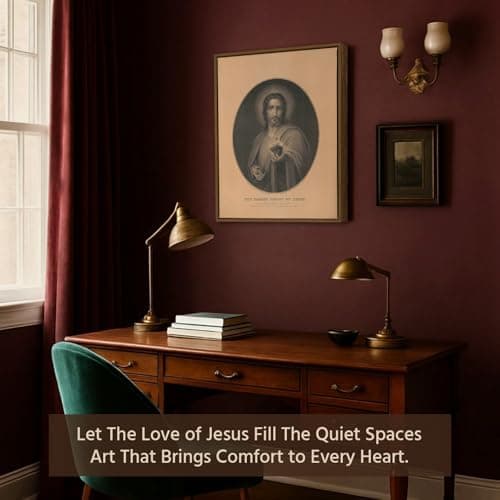 Vintage Framed Jesus Wall Art, Religious Wall Decor for Pray Room Christmas Decorations Canvas Wall Prints Jesus Pictures, Serenity Prayer Wall Art for Baptism Gifts,12x16 - Thumbnail 6