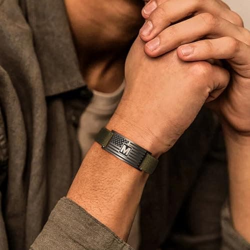 C-leen Easter Gifts for Boys Men - Flag Letter A Initial Bracelets for Men Teen Boy Gift, Dainty Initial Bracelet for 5 6 7 8 9 10 Year Old Boy Gifts Easter Basket Stuffers for Boys - Thumbnail 4