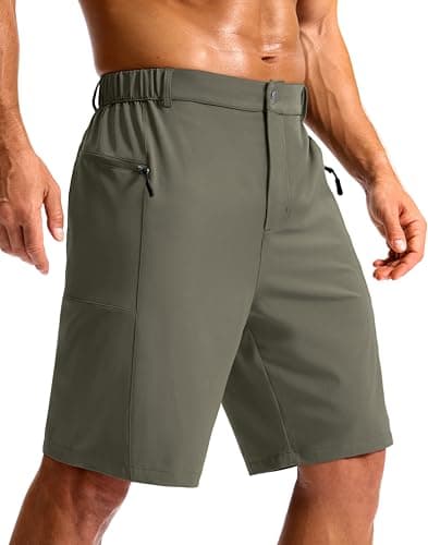 G Gradual Men's Casual Shorts 9" Lightweight Hiking Golf Zipper Pockets Stretch Quick-Dry Breathable Shorts for Travel Work Summer Grey Green - Image 1