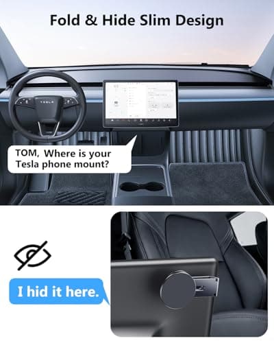 Kaisepoch Tesla Phone Mount for Magsafe: Tesla Car Phone Holder for Tesla Model 3/Y Accessories 【Strongest N52 Magnet + 360° Adjustable】 Foldable Hidden Car Mount Magnetic iPhone & Android - Thumbnail 5