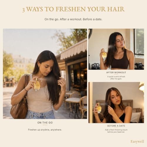 EASYWELL Hair Perfume for Women, Lightweight Fruity Floral Hair Mist Spray with Keratin, Vitamin B5 & Amino Acids, Nourishing Non-Greasy Formula, 75ml Glass Bottle - Thumbnail 3