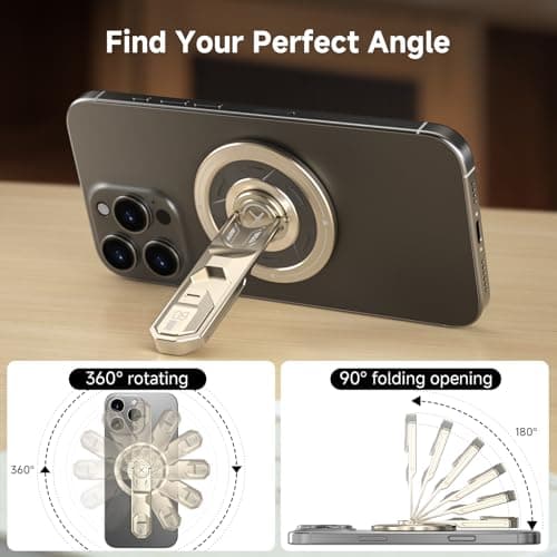 360° rotating magnetic phone holder, made of aluminum alloy, lightweight and portabl, with a press-type buckle design for an ultra-thin stand, suitable for all smartphones including iPhone and Samsung - Thumbnail 6