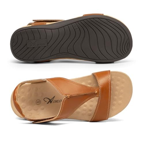 Athlefit Summer Orthopedic Sandals for Women Orthotic Tan Sandals with arch support Size 9 - Thumbnail 6