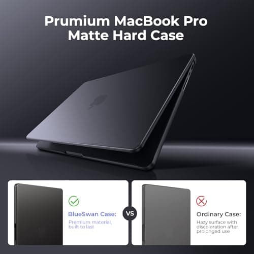 BlueSwan Matte Case for MacBook Pro 14 M5 M4 M3 M2 M1 Pro/Max 2026-2021, Compatible A3426 A3427 A3434 A3401 A3112 A2992 A2918 A2779 A2442, Hard Shell Protective Cover, Space Black Clear - Thumbnail 6
