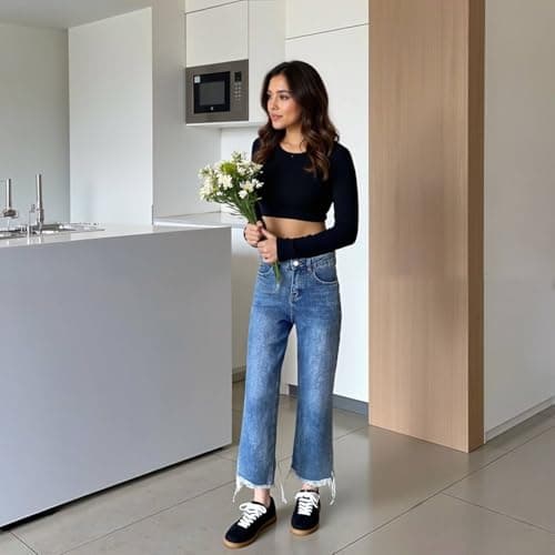 JENN ARDOR Womens Black Fashion Sneakers Casual Walking Shoes Classic Non-Slip Comfort Dress Skate Shoes Size 7 - Thumbnail 2