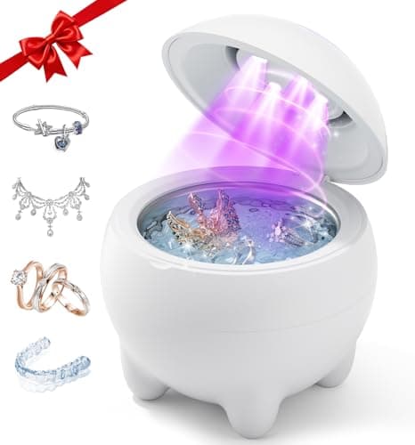 Ultrasonic Jewelry Cleaner Machine, 45KHz Retainer Cleaner Ultrasonic Professional for Dentures, Ring, Earrings Sterling Silver Deep Cleaning with 4 Modes, Timer, Low Noise, 304 Stainless Steel Tank