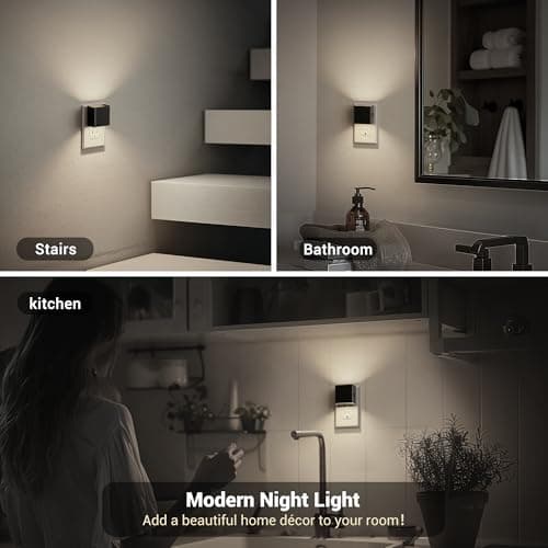 JandCase Night Light, Automatic Night Lights Plug into Wall, 2 Pack Modern Night Lights with Auto Light Sensor, 5000K Brightness Adjustable Nightlight for Kids Bathroom Hallway Kitchen Bedroom Decor - Thumbnail 6