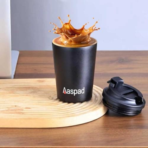 Aaspad Coffee Tumbler 8 Oz-12 Oz Standard Medium Espresso travel mug Stainless Steel Double Wall Vacuum Insulated metal cups with Leak proof lid Thermal or iced Cappuccino Latte Americano Office gift - Thumbnail 3