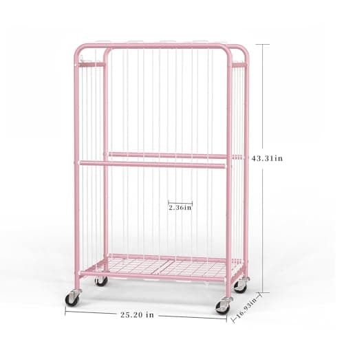 Olldide 250L 43-Inch Large Ball Storage Basket with Wheels, Rolling Cart Sports Equipment Garage Organizer with Elastic Rope for Easy Access, Holder For Basketball, Soccer, Volleyball, Football - Thumbnail 4