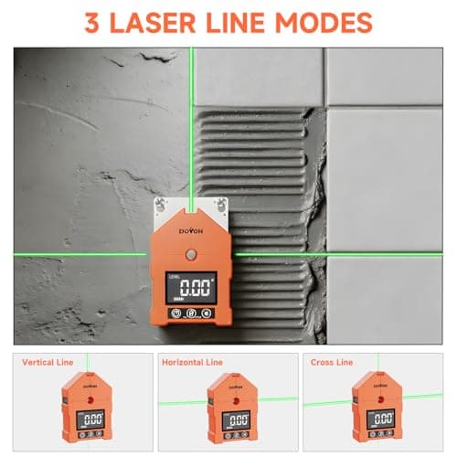 DOVOH 3-in-1 Digital Angle Finder with Laser, 3 Green Beam Digital Angle Gauge with Magnetic Rechargeable Inclinometer Digital Level Laser for Woodwork, Hanging Picture, Saw, WG-3L - Thumbnail 2