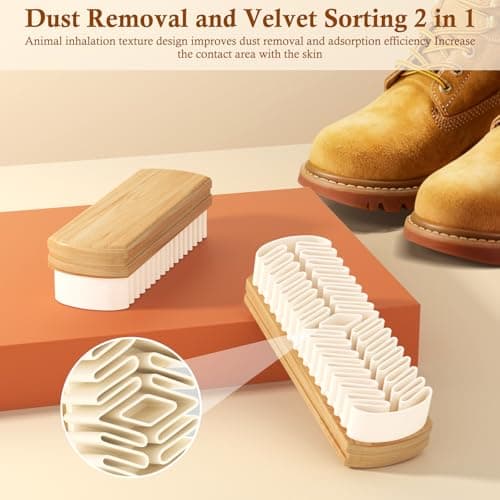 Suede Shoe Brush, 2-in-1 Cleaner with Rubber Brush Head(White) - Thumbnail 6