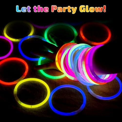 HONLYNE 500 Pcs Glow Sticks Bulk Party Pack, 8'' Glow in the Dark Party Supplies, Glow in the Dark Light Up Sticks with Connectors, Party Favors for Birthday, Concert, Raves, Halloween, Christmas - Thumbnail 5