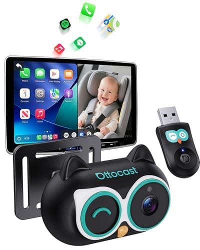 OTTOCAST Cabin Care Car Adapter with Baby Car Camera, Wireless CarPlay Display on CarScreen 2026, Plug-and-Play 1080P HD Rear Seat Baby Monitor, Split Screen Navigation, for Parents & Pet Owners - Image 1