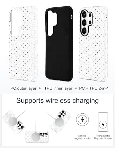 Aitipy Compatible with MagSafe Polka Dot Phone Case for Samsung Galaxy S26 Ultra, Cute Aesthetic Polka Dot Magnetic Soft TPU and Hard PC Protective Phone Cover for Women Girls - White - Thumbnail 3