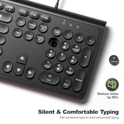Atelus USB Wired Keyboard with Backlit 7-Colors, Full Size Keyboard with Retro Keycaps, Numeric Keypad and Media Hotkey for Computer Desktop PC Laptop and Windows 7 8 10 11 - Thumbnail 6