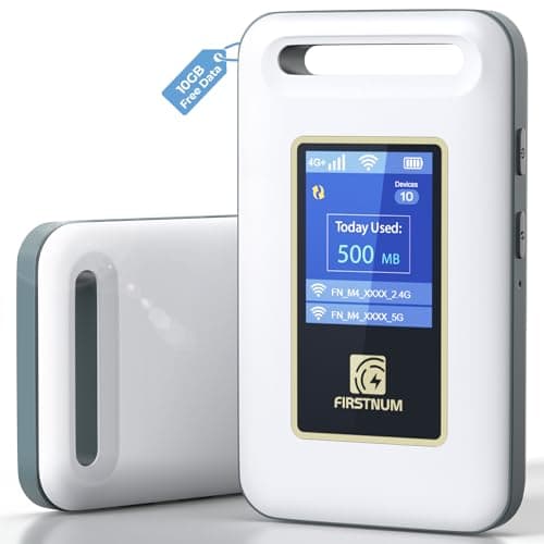 FIRSTNUM M4 4G LTE Mobile Hotspot, Portable WiFi Hotspot for Travel, No SIM Card or Contract Required, Pocket WiFi Device for RV & Outdoor Use, Connect Up to 10 Devices, 10GB Free US Data - Image 1