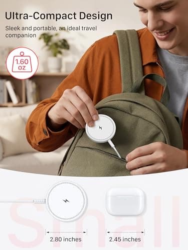 Magnetic Wireless Magsafe Charger iPhone: Charging Pad for iPhone 17/16/15/14/13/12 Series & AirPods Pro 4-2, Strong Magnet, Dual Ports, Case-Friendly, Lightweight for Travel Home Office Desk - Thumbnail 5