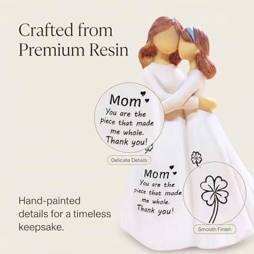 VDOR Mother Daughter Figurine for Mom: Hand-Painted Resin Statue Engraved “You Made Me Whole” – Treasured by Moms for 10 Years – Sentimental Gift for Mother’s Day or Birthday - Thumbnail 5