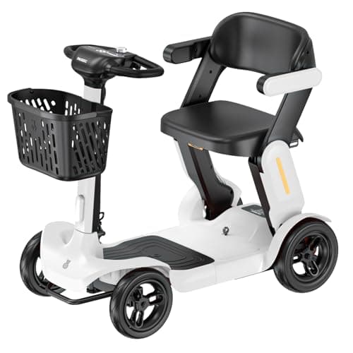 Paiseec S3 Mobility Scooter, Folding Mobility Scooters for Seniors, All Terrain Mobility Scooter, Electric Mobility Scooters for Adults, Folding Mobile Scooter, Auto Speed Control (White, S3-25 Miles)