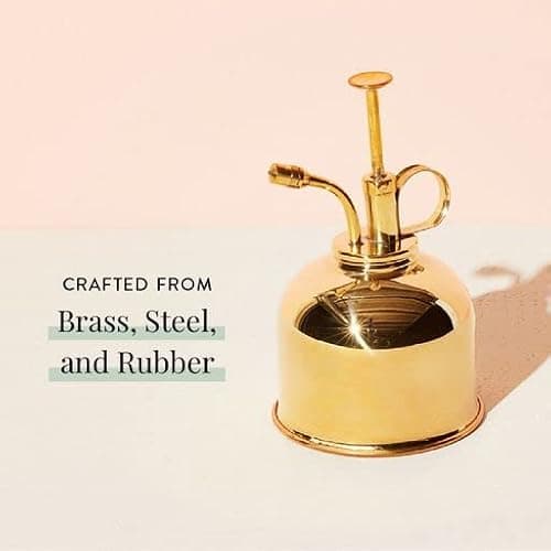 Modern Sprout Plant Mister, 8 oz Indoor Watering Can, Aesthetic Plant Sprayer & Water Mister Spray Bottle, Garden Watering Can for Seed Starting, Vintage-Inspired Gift for Father's Day - Brass - Thumbnail 4