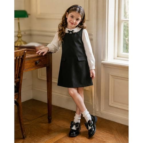 Girls Dress Shoes Mary Jane School Shoes Black Uniform Shoes,Black,10 - Thumbnail 3