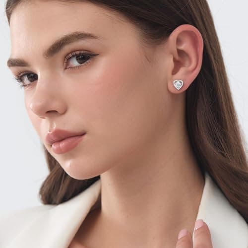 JACUPO Heart Moissanite Earrings Brilliant Jewelry for Women S925 Sterling Silver for Mother Love Friend Mother’s Day Birthday Gift for Her (0.5CT) - Thumbnail 3