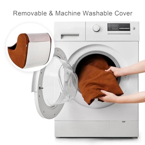 Hansleep Large Bean Bag Chair for Adults, Reading Chair with Ottoman Filled by High-Density Foam, Cozy Lazy Beanbag Lounger Sofa with Waist Support for Living Room, Bedroom, Office, Burnt Orange - Thumbnail 6