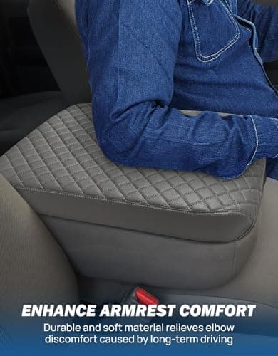 JOYTUTUS Center Console Cover Compatible with 2002-2012 Ram 1500 2500 3500 Jump Seat Console, Leather Arm Rest Armrest Cover for Car, Durable Middle Console Cover, Car Arm Rest Cover Replacement, Gray - Thumbnail 4