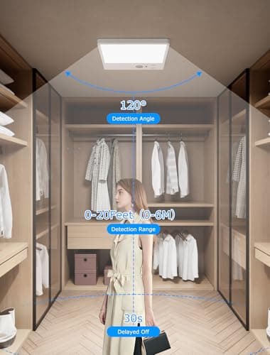 Motion Sensor Light Indoor with Remote,3 Color Motion Sensor Lights with Remote, Wireless Closet Light Battery Operated, Magnetic Dimmable LED Lights for Shower Pantry Shed Hallway Porch Garage Stairs - Thumbnail 3