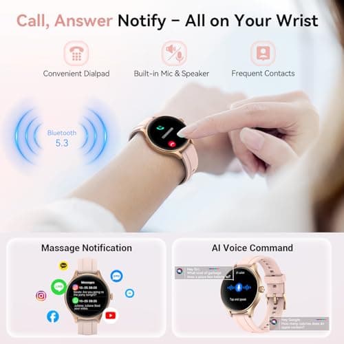 Fitpolo Smart Watch for Women Android iPhone, 1.27'' HD Fitness Tracker with Bluetooth Call & Answer, IP68 Waterproof, Heart Rate/SpO2/Sleep Monitor, Built-in AI Voice, 105+ Sports Modes (Pink) - Thumbnail 3