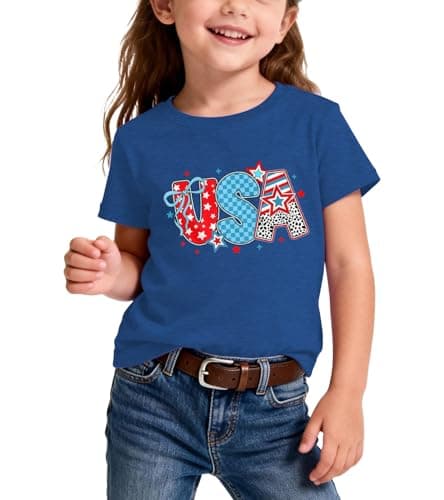 4th of July USA Shirt Kid-Cute Flag Bow Gril Short Sleeve 250 Years America Boy Tee Patriotic Toddler Tops - Thumbnail 4