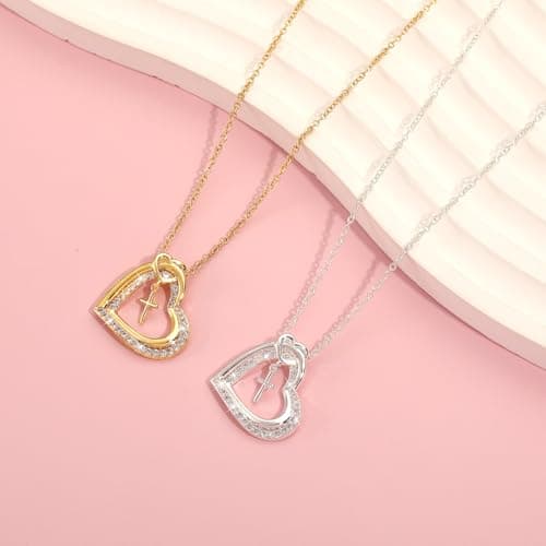 GLEZZA First Communion Gifts for Teens,Cross Necklace for Daughter Baptism First Communion Confirmation Graduation Easter Jewelry Gifts - Thumbnail 4