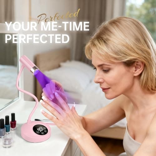 AORAEM UV LED Nail Lamp, Rechargeable Gooseneck Lamp for Gel Nails 12W Quick Dry LED Nail Light Nail Dryer with 4 Timers & Auto Sensor, Professional Flash Cure Light for Gel Nails Home DIY Pink - Thumbnail 3