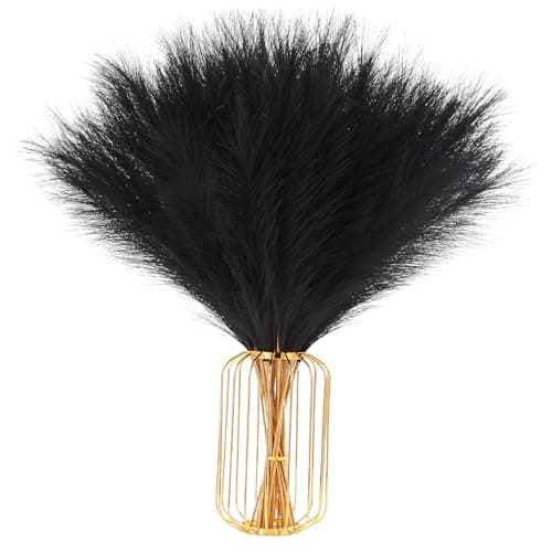 Black Faux Pampas Grass Extra Full, 24'' Tall 30 Stems with 90 Branches Artificial Pampas Grass Boho Decor, Artificial Flower Arrangements for Wedding Centerpieces, Vase Filler - Image 1