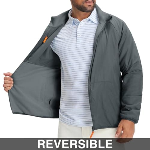 M MAELREG Reversible Fleece Lined Jacket Men Zip Up Warm Golf Jackets Fall Winter Casual Insulated Coats Clothes - Thumbnail 3