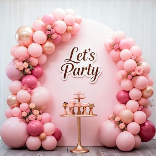 Valentines Day Decorations 155Pcs Rose Red Macaroon Pink Metallic Chrome Gold Latex Balloon Garland Arch Kit for Birthday Anniversary Wedding Romantic Bridal Shower Galentines Day Decor - Thumbnail 5