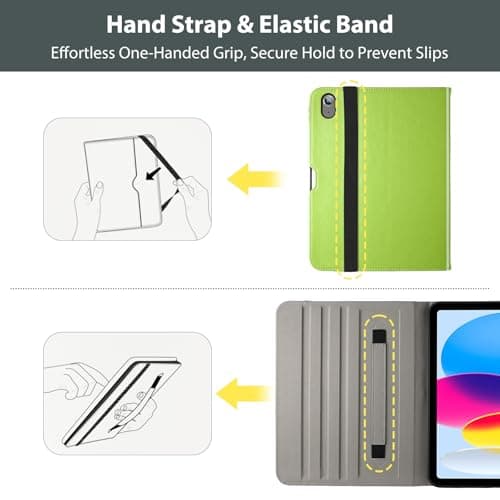 ProCase for iPad A16 11th Generation 11” 2025/iPad 10th Generation 10.9” 2022 with Pencil Holder, iPad 11/10 PU Leather Case Business Stand Cover Smart Folio with Hand Strap Front Pocket -Green - Thumbnail 3