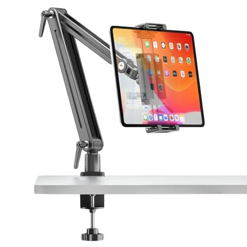 Portable Monitor Stand Desk Holder- Large Clamp support up to 12.9 14.6 15.6 18.5 inch 360° Rotating Base Swivel Tall Desk Arm Mount for iPad Pro/Mini/Air/Surface Strong Bearing Weight over 5.5lbs - Image 1